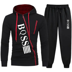 2025 Men's Tracksuit Casual Jogging Suit Outdoor Set Zipper Hoodies + Black Sweatpant 2pcs Spring Fashion New Streetwear S-4XL