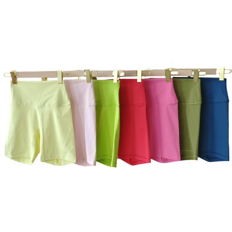 Women Sports Shorts High Waist Yoga Shorts Slim Fit Butt Lift Gym Running High Elastic Nylon Shorts