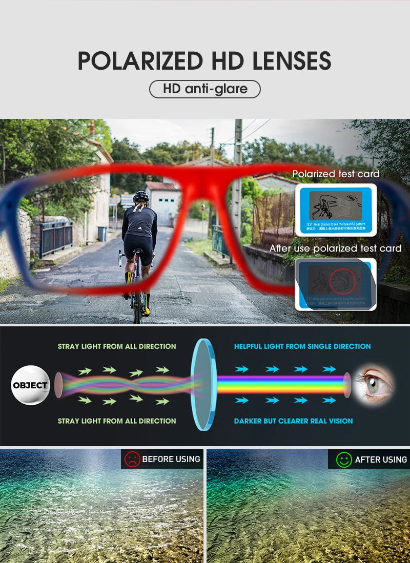 Kapvoe Polarized Cycling Sunglasses Cycling Glasses Man Women UV400 Bike Goggles Rode Fishing Sports Eyewear Outdoor MTB Bicycle