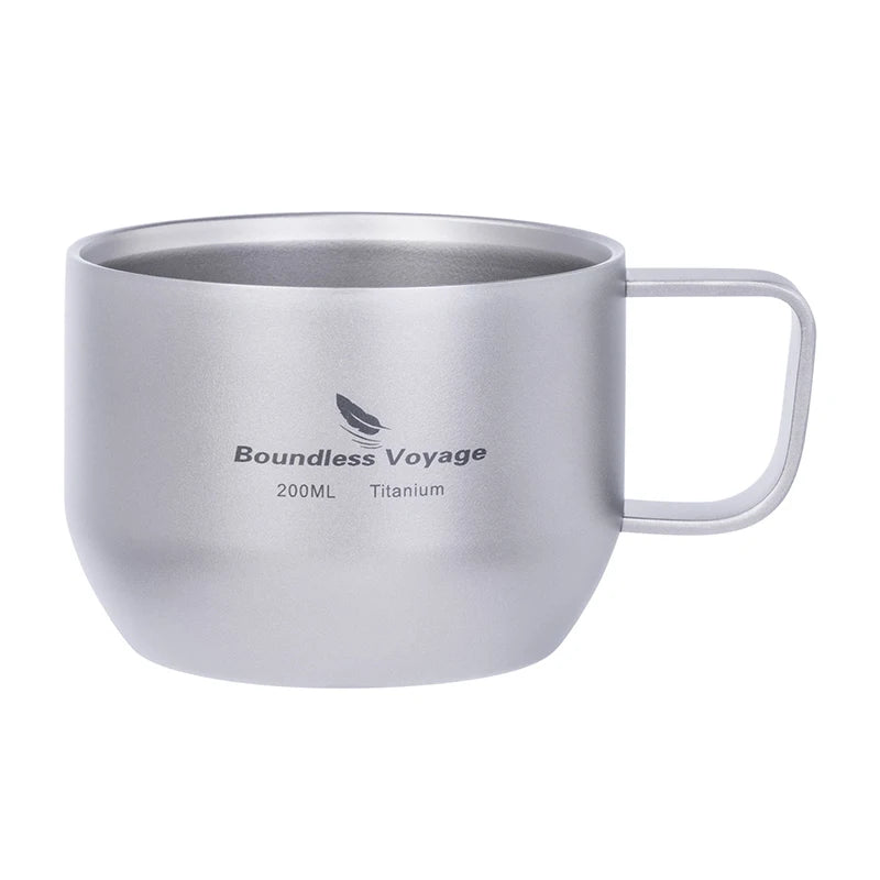 Boundless Voyage Titanium Double Wall Mug Metal Coffee Tea Cup Mini Espresso Cup Ultralight Durable Portable Drinkware Ti3086D