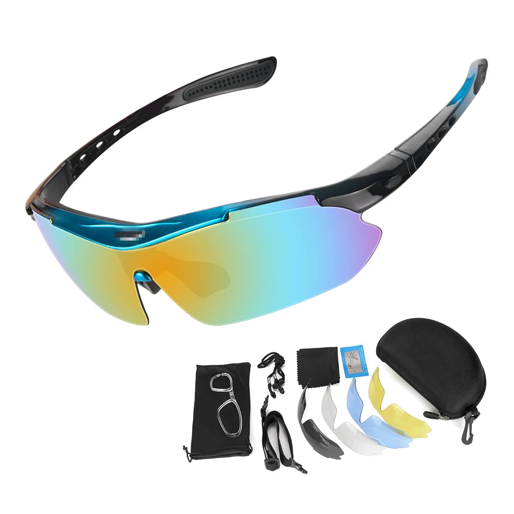 Cycling Glasses 5 Lens Mens Womens Sports Sunglasses Cycling Goggles MTB Road Anti-glare Riding Bicycle Bike Eyewear Protection