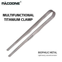 PACOONE Camping Titanium Tea Cup Clip Outdoor Ultralight Steak Lid Barbecue Antiscalding Tea Tweezer Tableware Toast Tongs