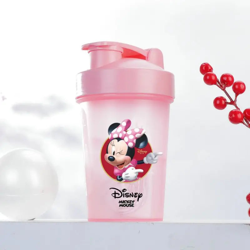 400ML Disney Mickey Mouse Shaker Bottles Water Bottle Large Capacity Portable Transparent Cartoon Minnie Kids Drinking Cups