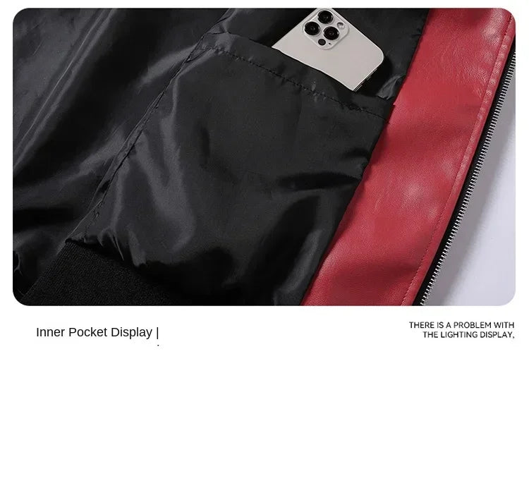 Autumn Motorbike Jacket Men's Stand Collar Leather Jackets Patchwork PU Leather Work Clothes Outdoor Motorcycle Riding Coats Men