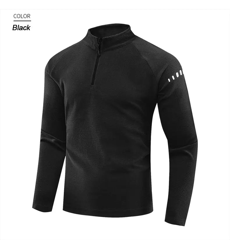Running Long Sleeve T-shirt Reflective Men Sportswear Breathable Black Coat Gym Jogging Male Gym Fitness Spring Autumn Clothing