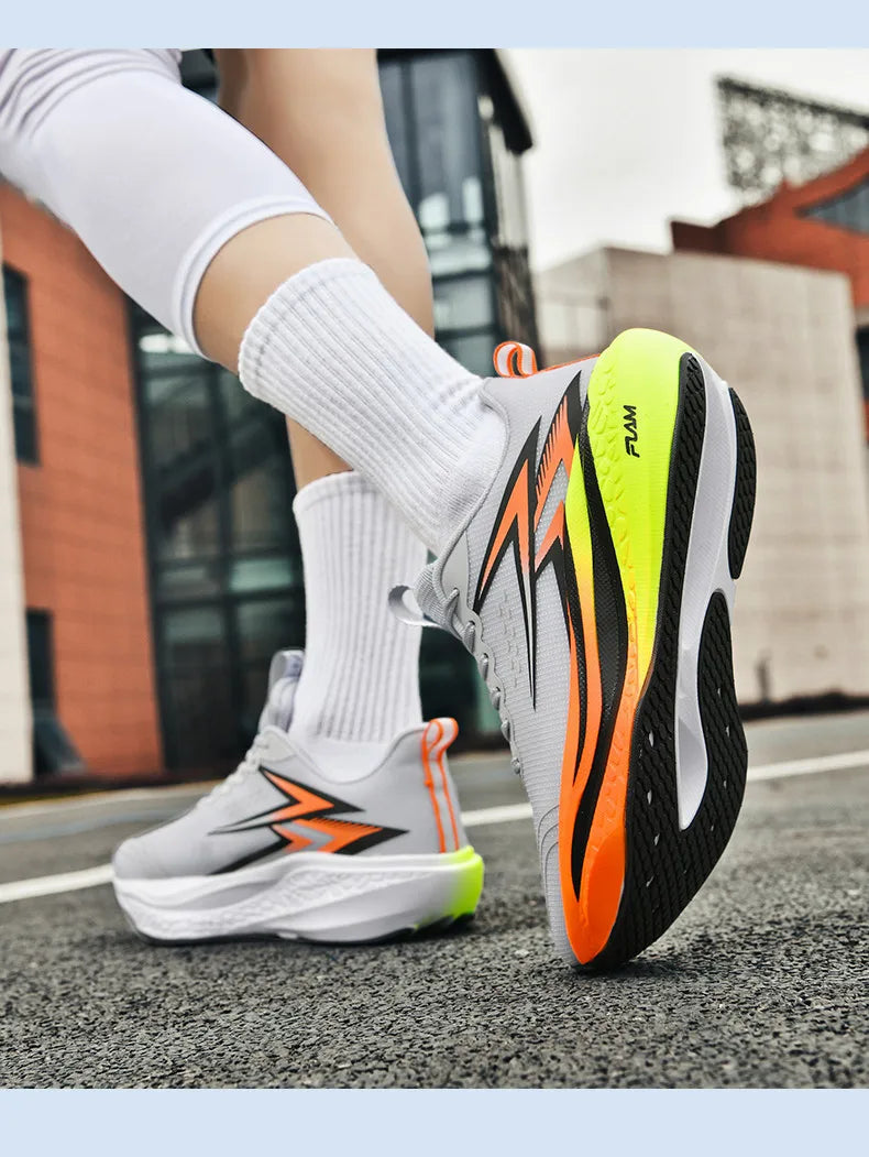 Full-Length Carbon Plate Running Shoes for Boys and Girls, New Breathable Non-Slip Men's Running Shoes, Marathon Racing Shoes