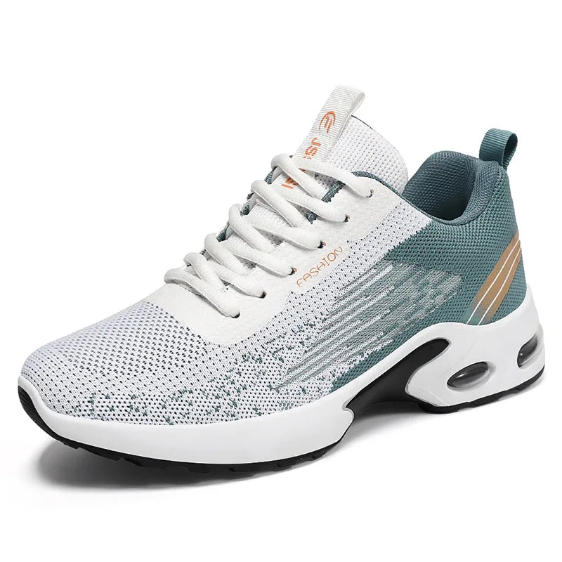 Men's shoes, men's casual shoes, breathable mesh, air-cushioned, soft-soled, color-blocked fashionable sports shoes