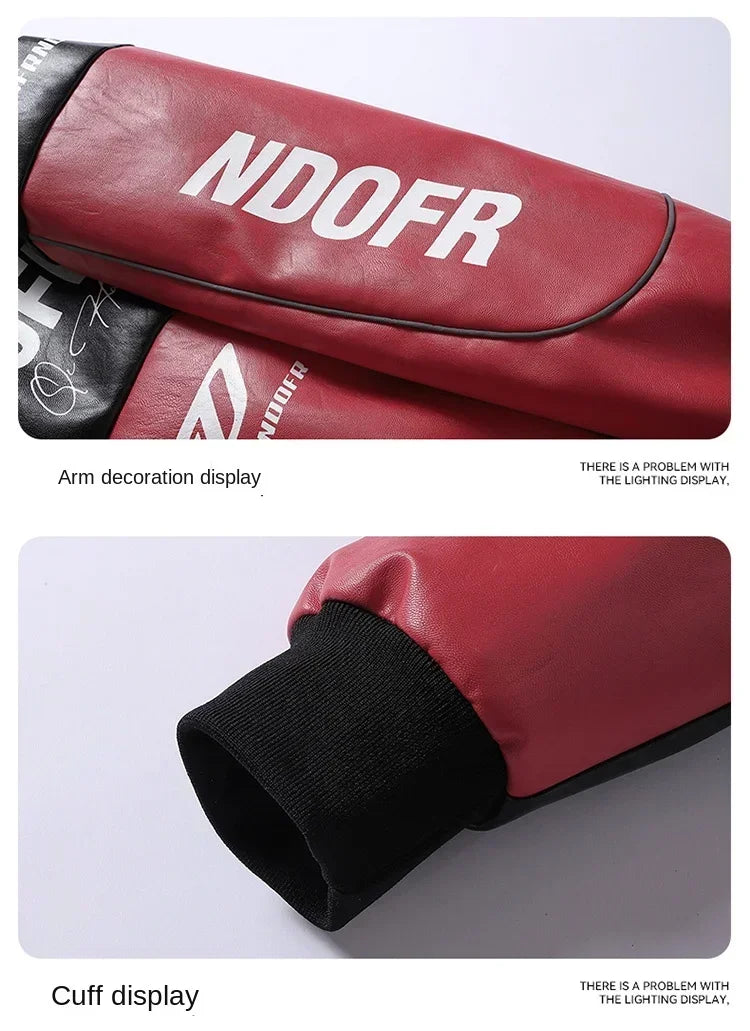 Autumn Motorbike Jacket Men's Stand Collar Leather Jackets Patchwork PU Leather Work Clothes Outdoor Motorcycle Riding Coats Men