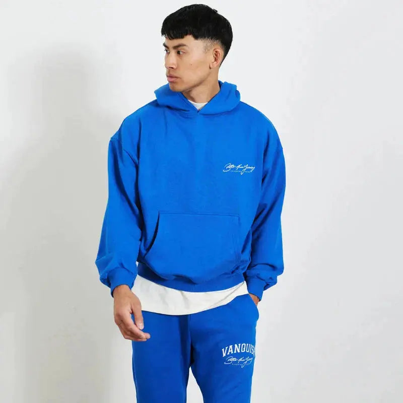 Men's Hoodie Men Clothing OVERSIZED PULLOVER HOODIE Gym Running Training Cotton Round Neck Long Sleeve loose coat Sportswear باور أب | Power Up