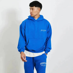 Men's Hoodie Men Clothing OVERSIZED PULLOVER HOODIE Gym Running Training Cotton Round Neck Long Sleeve loose coat Sportswear باور أب | Power Up