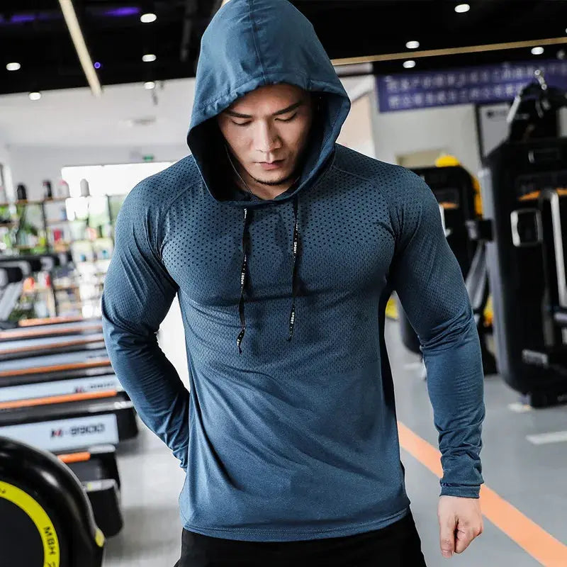 Mens Fitness Tracksuit Running Sport Hoodie Gym Joggers Hooded Outdoor Workout Athletic Clothing Muscle Training Sweatshirt Tops باور أب | Power Up