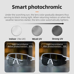 ROCKBROS Photochromic Anit-fog Bicycle Glasses UV400 Sun Protection Bike Sunglasses Sports Run MTB Road Cycling Eyewear Goggles