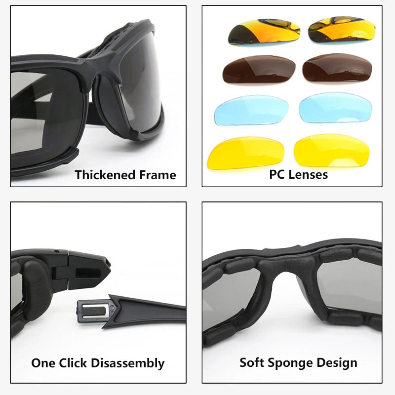 Military Goggles for Men Polarized Sunglasses Smoke Lens Airsoft Shooting Glasses Bullet-Proof Motorcycle Cycling Protection