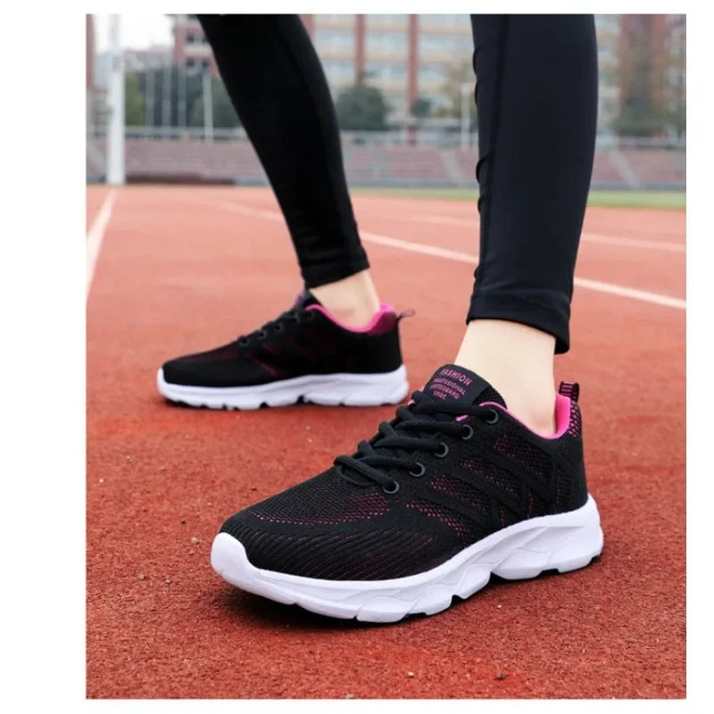 Black Non Slip Women's Shoes Fashion Lightweight Running Sneakers Breathable Casual Travel Shoes Comfortable Work Shoes for Work