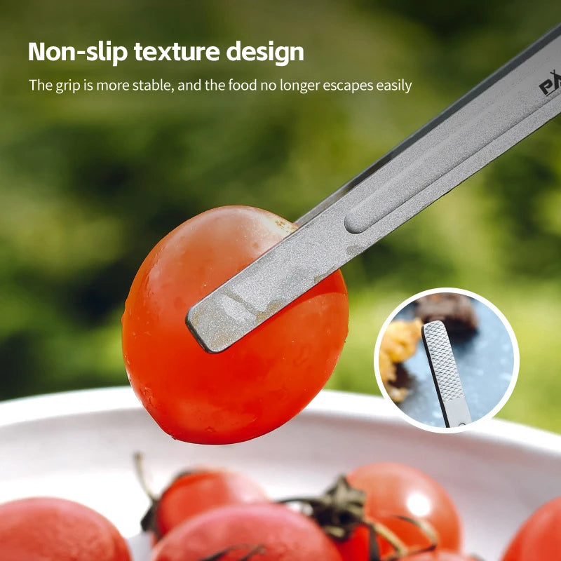 PACOONE Camping Titanium Tea Cup Clip Outdoor Ultralight Steak Lid Barbecue Antiscalding Tea Tweezer Tableware Toast Tongs