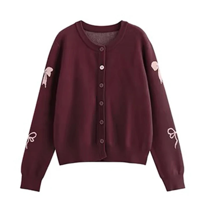 كارديجان نسائي من EOTVOTEE بتصميم فرنسي من قماش الجاكار مع رقبة دائرية وصدر واحد، سترة جديدة بسيطة وأنيقة لعام 2025