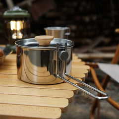 1L Camping Kettle Outdoor Multifunctional 304 Stainless Steel Kettle Mountaineering Portable Coffee Pot Foldable Camping Tea Pot