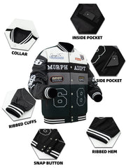 Men's Colorblock Bomber Jacket,Drop Shoulder Design,Casual Long Sleeve,Zipper Pocket,Fall & Winter Fashion Outerwear