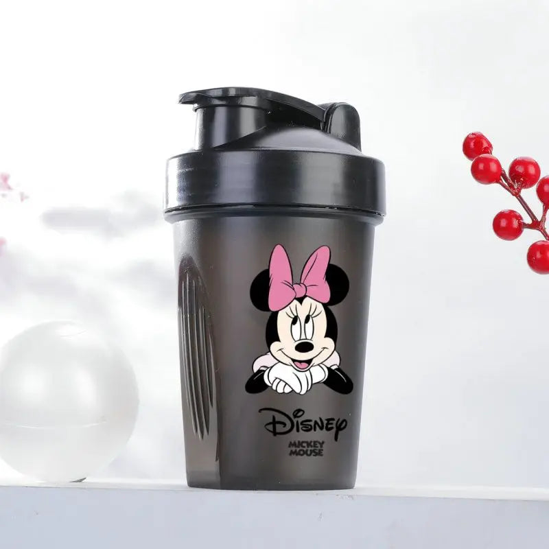 400ML Disney Mickey Mouse Shaker Bottles Water Bottle Large Capacity Portable Transparent Cartoon Minnie Kids Drinking Cups