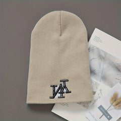 1/2/3pcs Unisex Winter Beanie Hats, Solid Color Knitted Warm Outdoor Caps with Embroidered NY Logo, Hand Washable, Black
