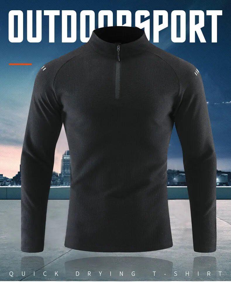 Running Long Sleeve T-shirt Reflective Men Sportswear Breathable Black Coat Gym Jogging Male Gym Fitness Spring Autumn Clothing