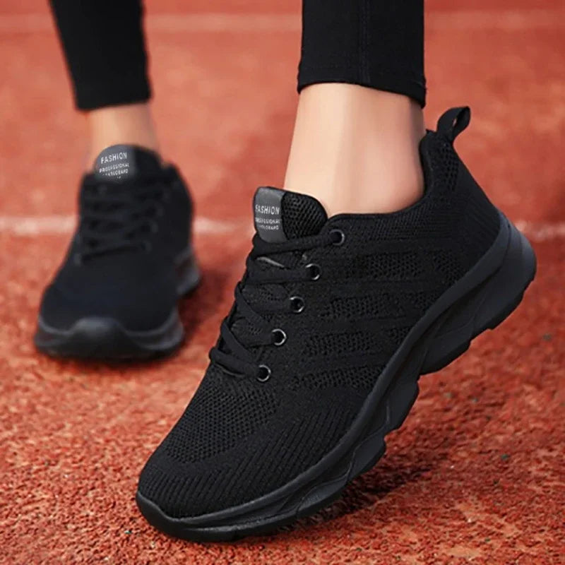 Black Non Slip Women's Shoes Fashion Lightweight Running Sneakers Breathable Casual Travel Shoes Comfortable Work Shoes for Work