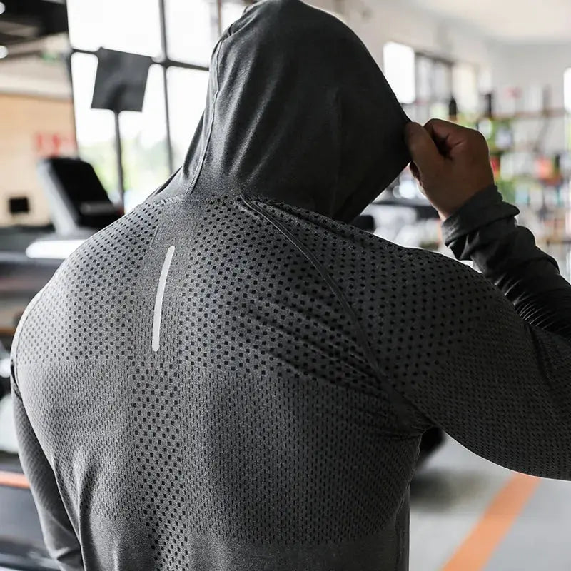 Mens Fitness Tracksuit Running Sport Hoodie Gym Joggers Hooded Outdoor Workout Athletic Clothing Muscle Training Sweatshirt Tops باور أب | Power Up