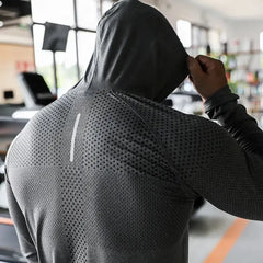 Mens Fitness Tracksuit Running Sport Hoodie Gym Joggers Hooded Outdoor Workout Athletic Clothing Muscle Training Sweatshirt Tops باور أب | Power Up
