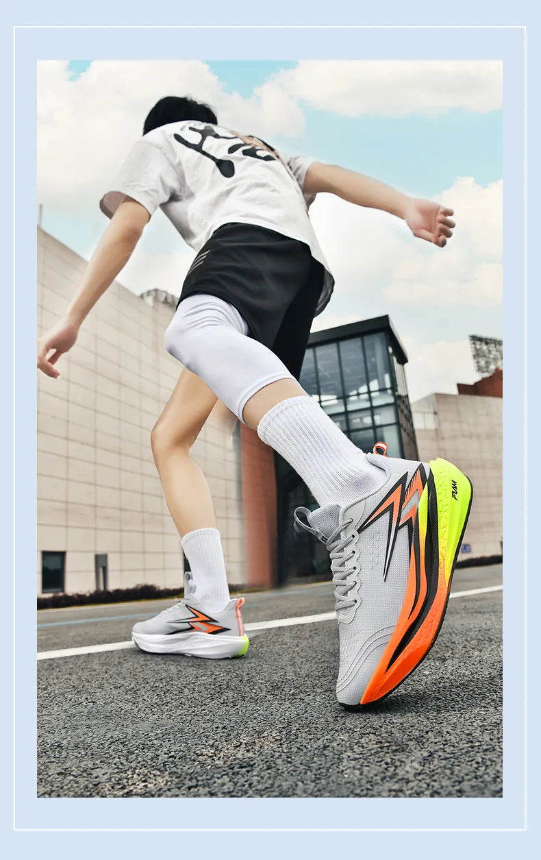 Full-Length Carbon Plate Running Shoes for Boys and Girls, New Breathable Non-Slip Men's Running Shoes, Marathon Racing Shoes