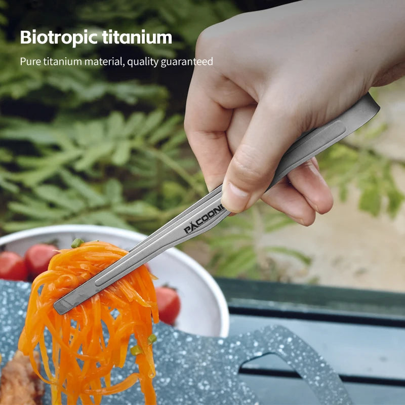 PACOONE Camping Titanium Tea Cup Clip Outdoor Ultralight Steak Lid Barbecue Antiscalding Tea Tweezer Tableware Toast Tongs