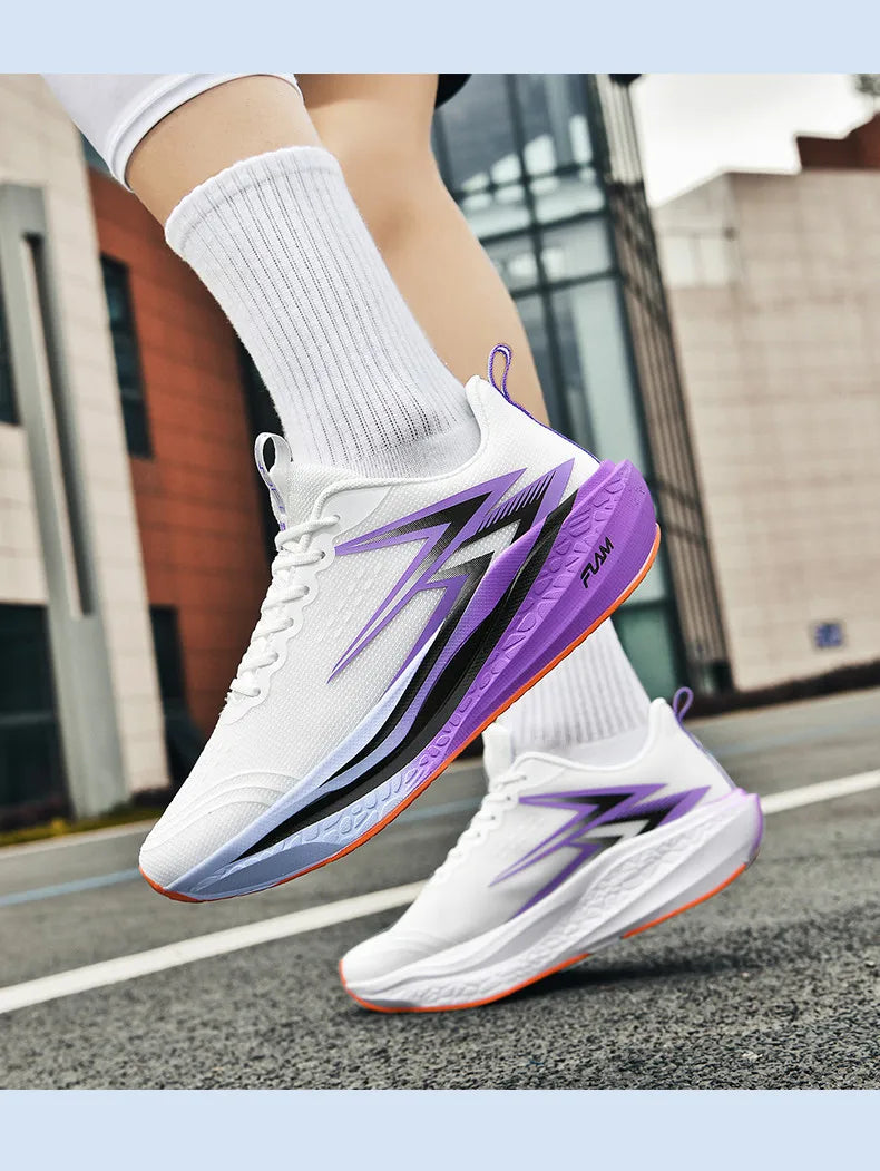 Full-Length Carbon Plate Running Shoes for Boys and Girls, New Breathable Non-Slip Men's Running Shoes, Marathon Racing Shoes