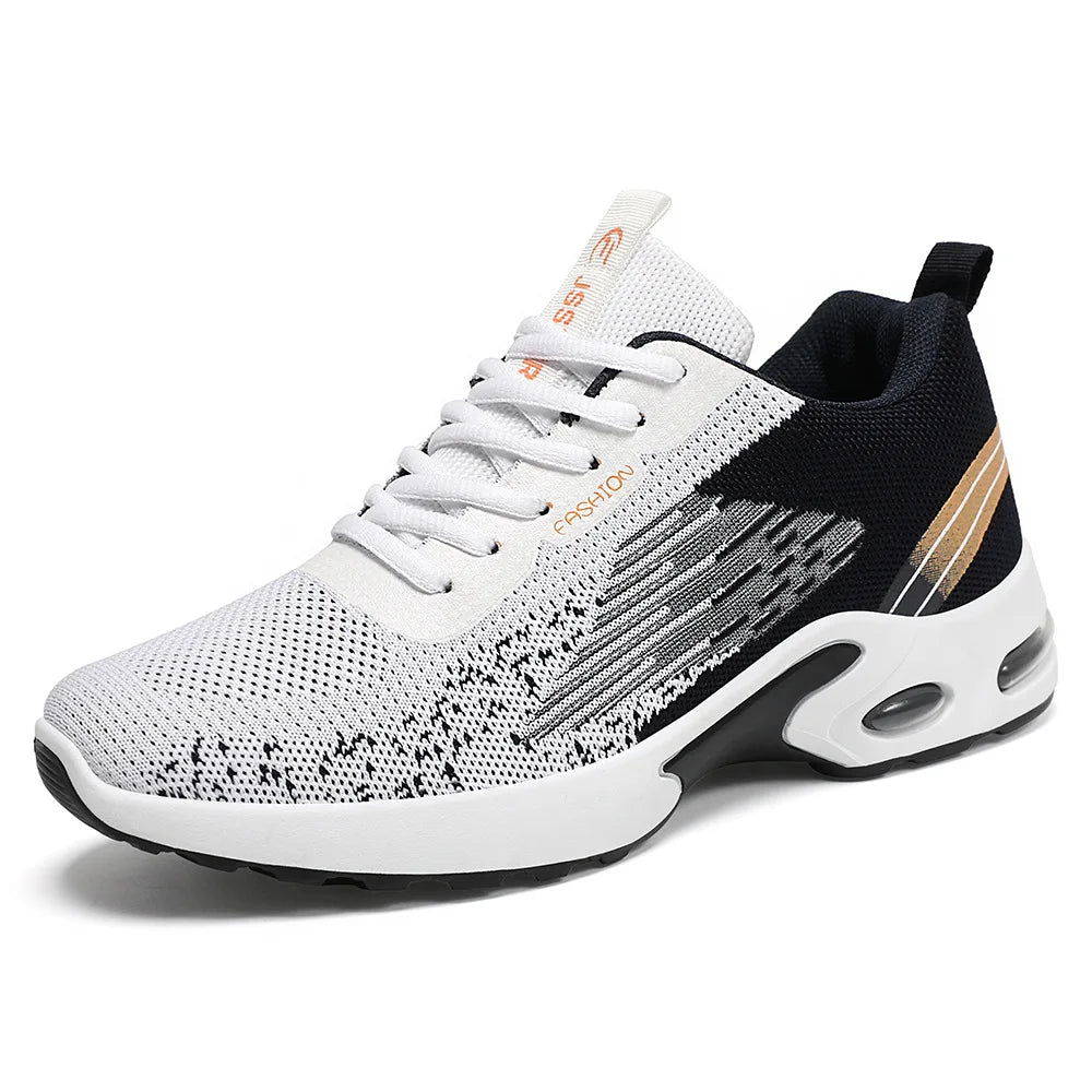 Men's shoes, men's casual shoes, breathable mesh, air-cushioned, soft-soled, color-blocked fashionable sports shoes