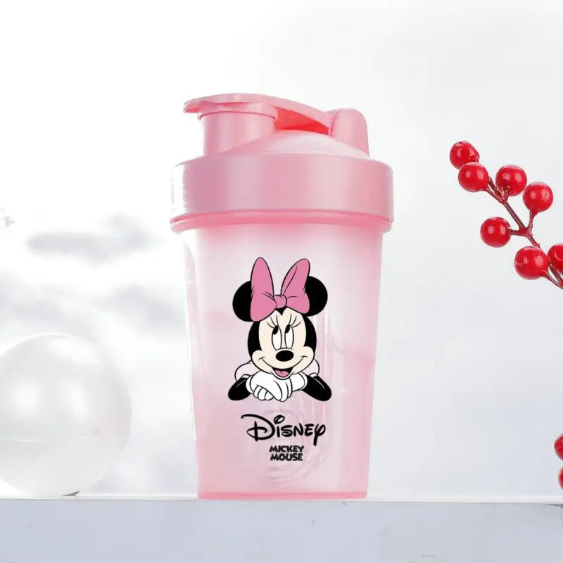 400ML Disney Mickey Mouse Shaker Bottles Water Bottle Large Capacity Portable Transparent Cartoon Minnie Kids Drinking Cups