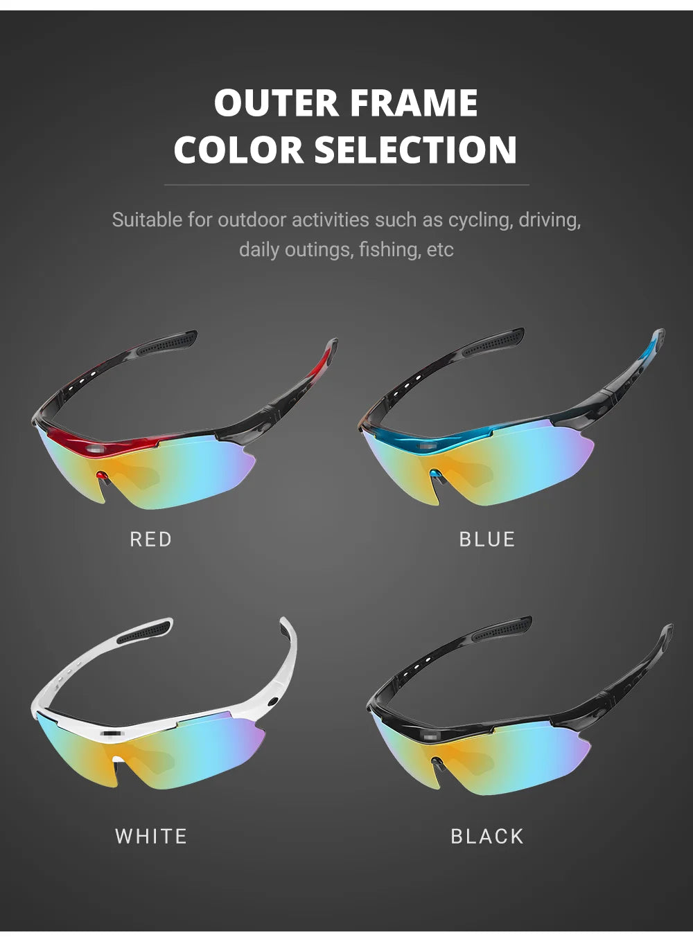 Cycling Glasses 5 Lens Mens Womens Sports Sunglasses Cycling Goggles MTB Road Anti-glare Riding Bicycle Bike Eyewear Protection