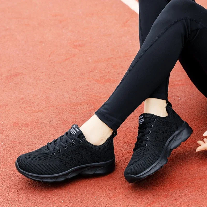 Black Non Slip Women's Shoes Fashion Lightweight Running Sneakers Breathable Casual Travel Shoes Comfortable Work Shoes for Work