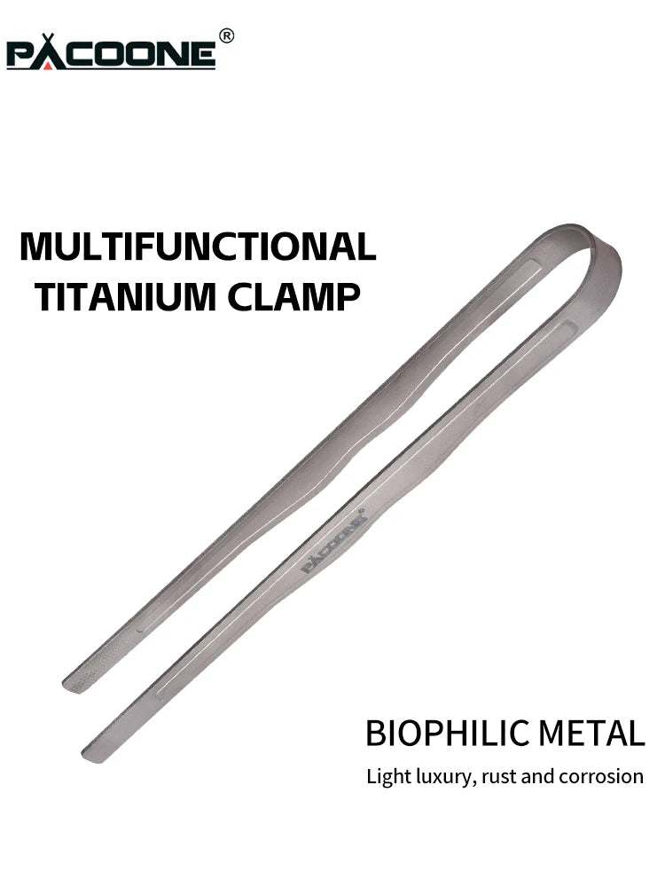 PACOONE Camping Titanium Tea Cup Clip Outdoor Ultralight Steak Lid Barbecue Antiscalding Tea Tweezer Tableware Toast Tongs