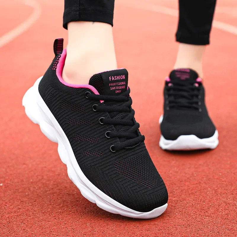 Black Non Slip Women's Shoes Fashion Lightweight Running Sneakers Breathable Casual Travel Shoes Comfortable Work Shoes for Work