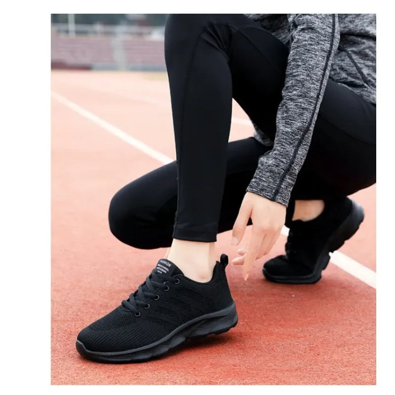 Black Non Slip Women's Shoes Fashion Lightweight Running Sneakers Breathable Casual Travel Shoes Comfortable Work Shoes for Work