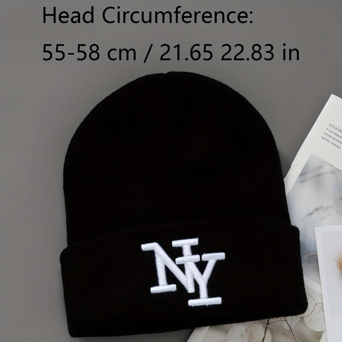 1/2/3pcs Unisex Winter Beanie Hats, Solid Color Knitted Warm Outdoor Caps with Embroidered NY Logo, Hand Washable, Black