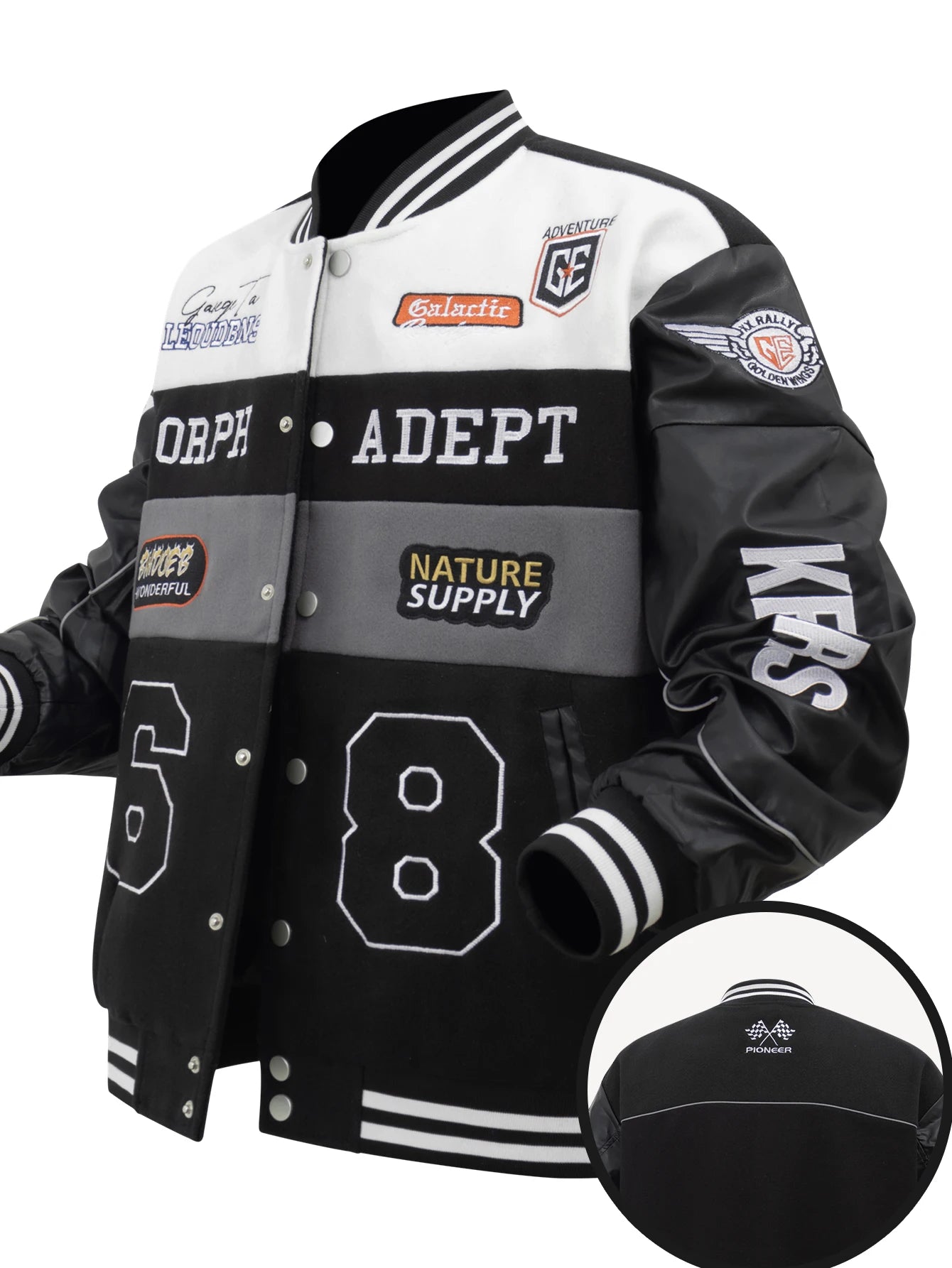 Men's Colorblock Bomber Jacket,Drop Shoulder Design,Casual Long Sleeve,Zipper Pocket,Fall & Winter Fashion Outerwear