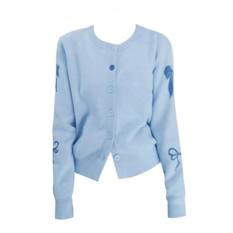 كارديجان نسائي من EOTVOTEE بتصميم فرنسي من قماش الجاكار مع رقبة دائرية وصدر واحد، سترة جديدة بسيطة وأنيقة لعام 2025