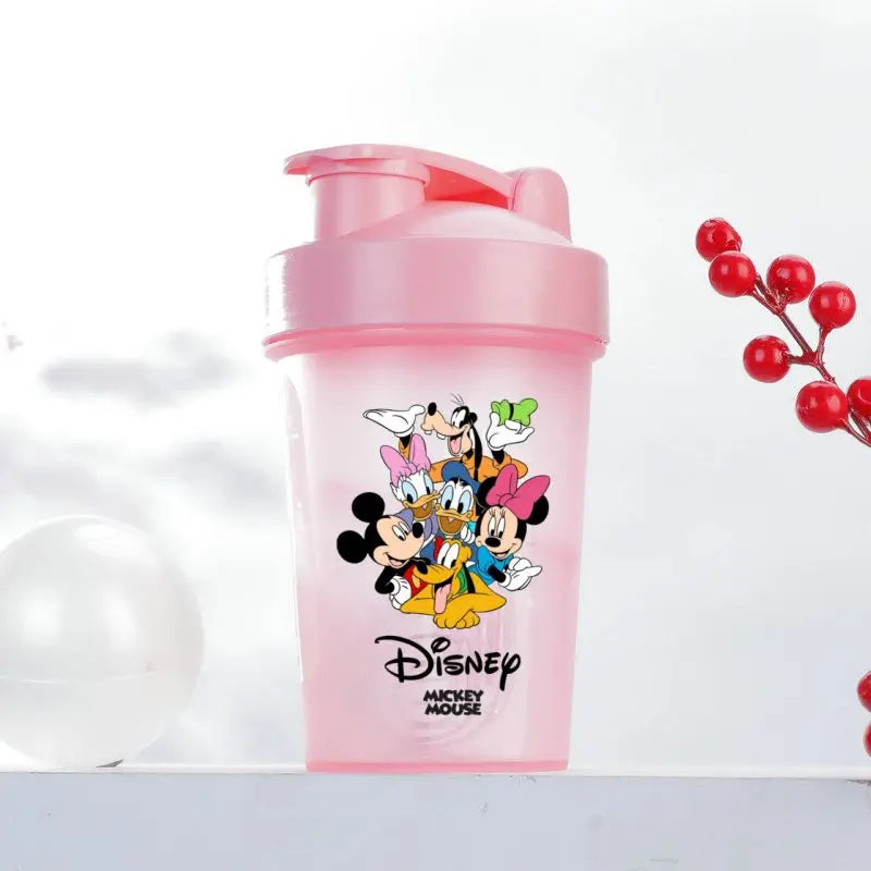 400ML Disney Mickey Mouse Shaker Bottles Water Bottle Large Capacity Portable Transparent Cartoon Minnie Kids Drinking Cups