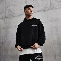 Men's Hoodie Men Clothing OVERSIZED PULLOVER HOODIE Gym Running Training Cotton Round Neck Long Sleeve loose coat Sportswear باور أب | Power Up