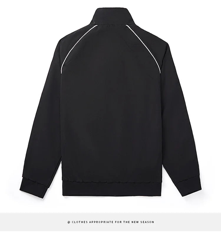 Spring Hot Sale Of The Season Men's Sporty Casual Jacket Stand Collar Windproof Polyester Long Sleeve Zipper Closure Striped...