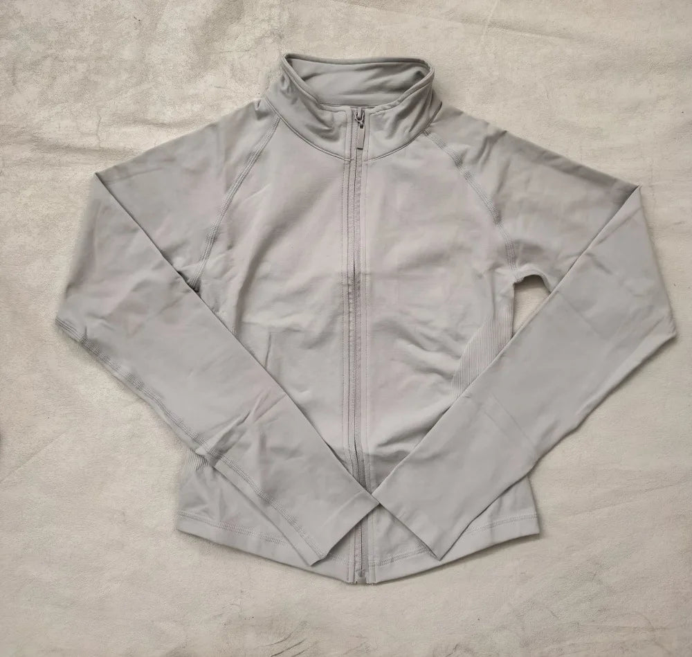 Dynamic Zippy Raglan Sleeve High Stretch Longline Subtle Contour Zip-Up Coat Fitness Activewear Yoga Gym Jacket