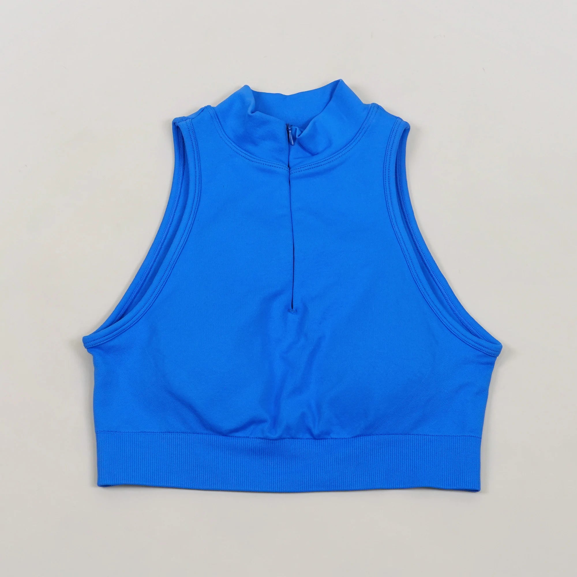 VEQKING 1/4 Zip Tank Top Women Racer Back Yoga Vest with Pads Lapel Sports Crop Tops Shockproof Dynamic Gym Workout Bra Tops