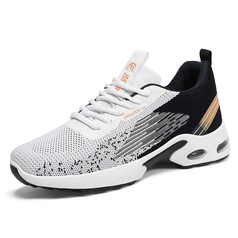 Men's shoes, men's casual shoes, breathable mesh, air-cushioned, soft-soled, color-blocked fashionable sports shoes