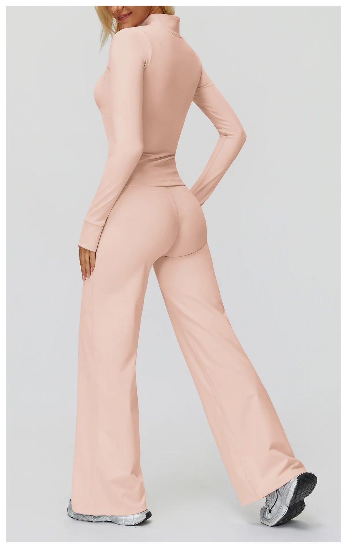 2PCS Yoga Set Workout Sets Women Sportswear Gym Clothing Fitness Zipper Long Sleeve High Waist Leggings Sports Suits Yoga Suit