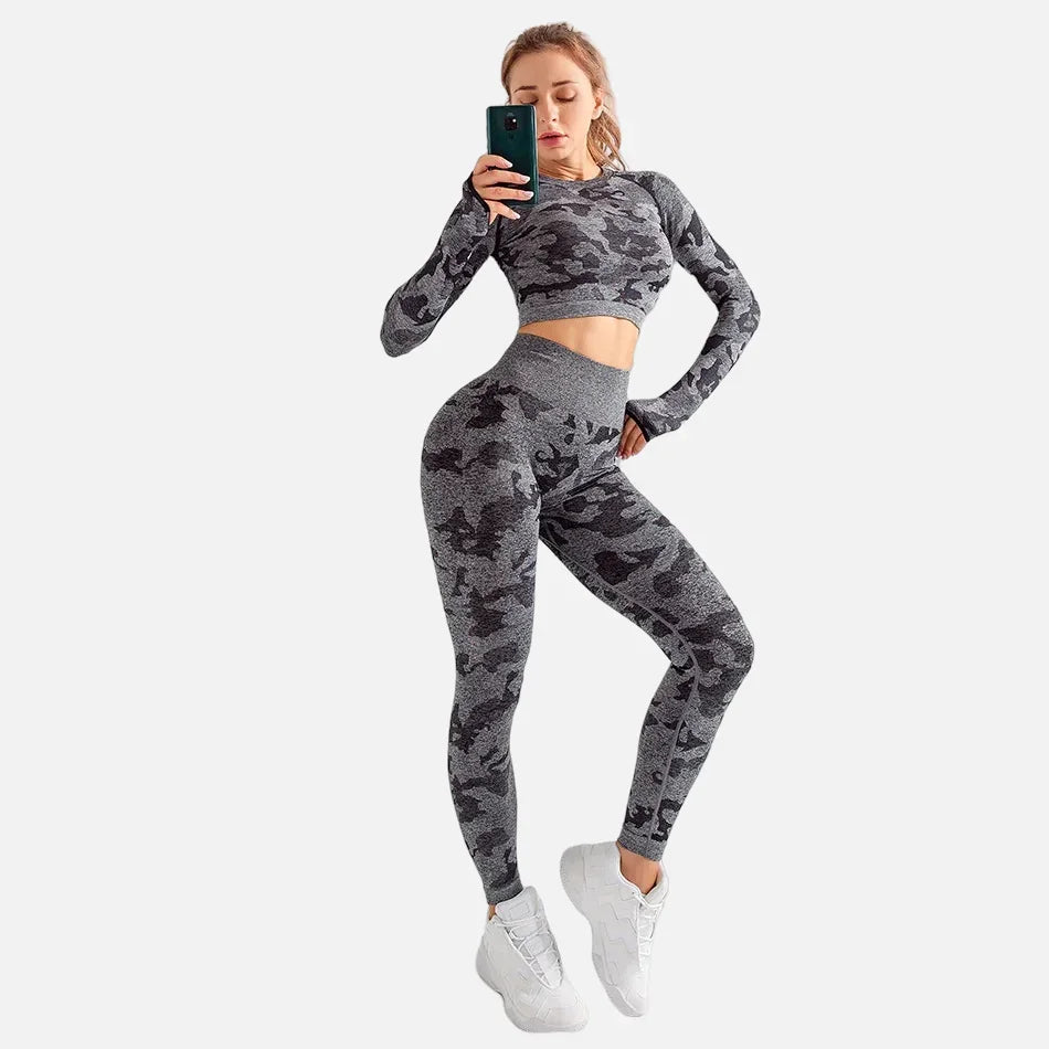 Tie Dyeing Seamless Yoga Set Gym Fitness Two Piece Set Women Clothing Sexy Back Crop Top High Waist Workout Leggings Sportswear