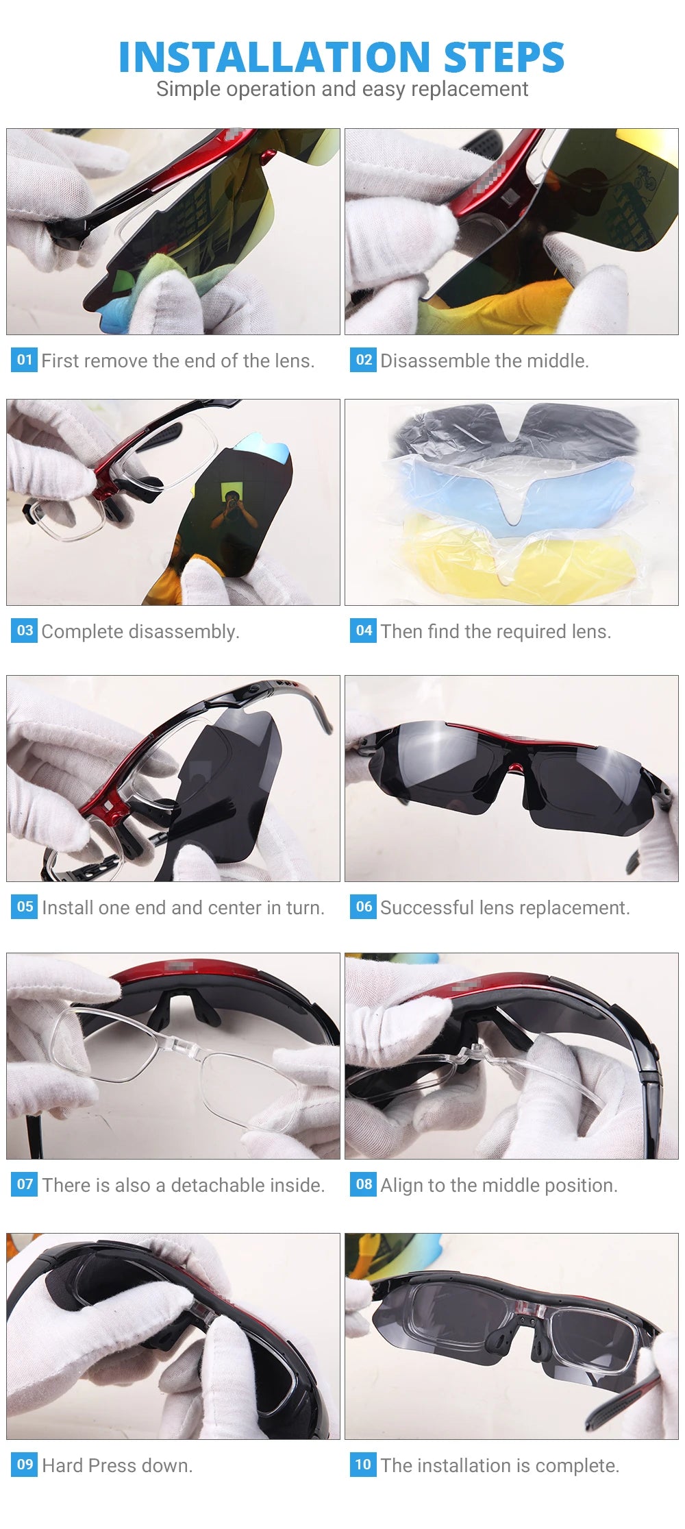 Cycling Glasses 5 Lens Mens Womens Sports Sunglasses Cycling Goggles MTB Road Anti-glare Riding Bicycle Bike Eyewear Protection
